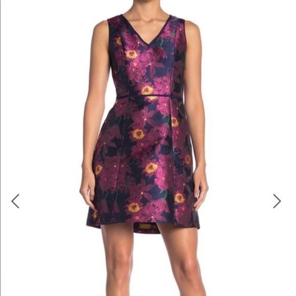 Julia Jordan sleeveless Aline dress, navy purple, 10
